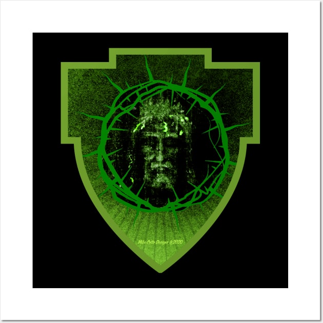 Shield with The Holy Face of Christ Encircled by the Crown of Thorns Wall Art by MikeCottoArt